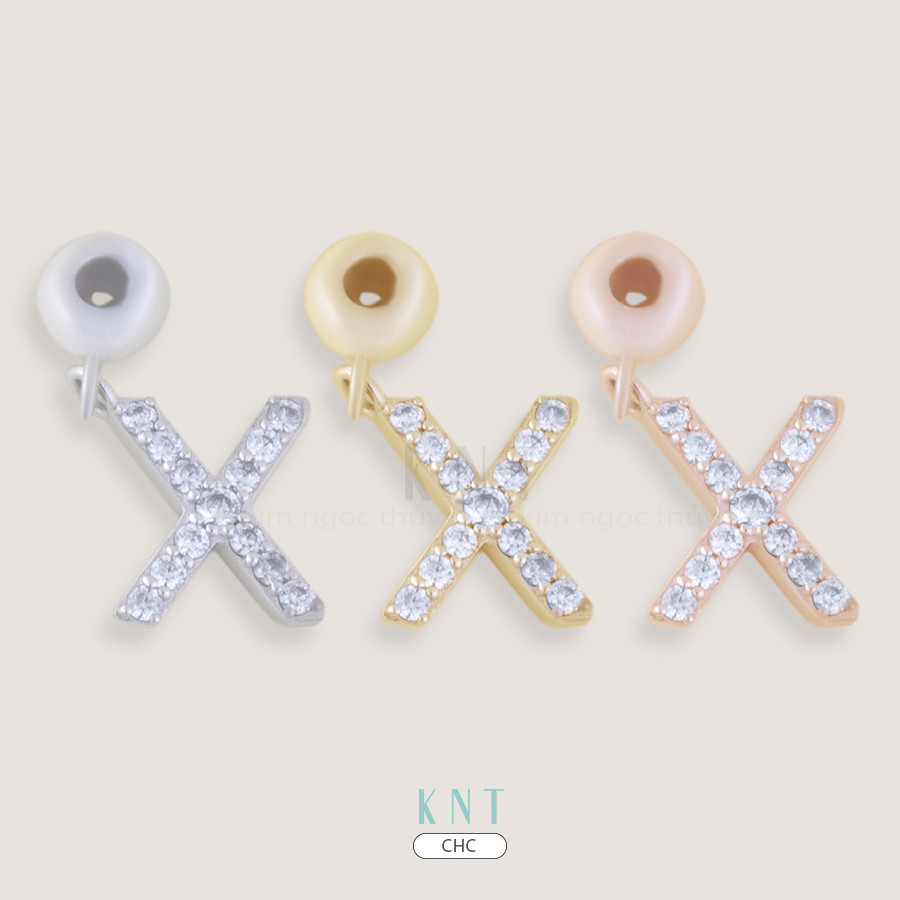 Charm chữ X: Chất liệu vàng 10K cao cấp