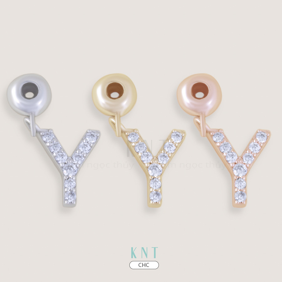 Charm chữ Y: Thiết kế tinh xảo, chất liệu vàng 10K, đính đá cao cấp