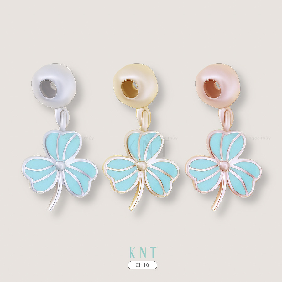 Charm Clover CH10 Kim Ngọc Thủy: Tùy chọn vàng, trắng, hồng, thiết kế tráng men