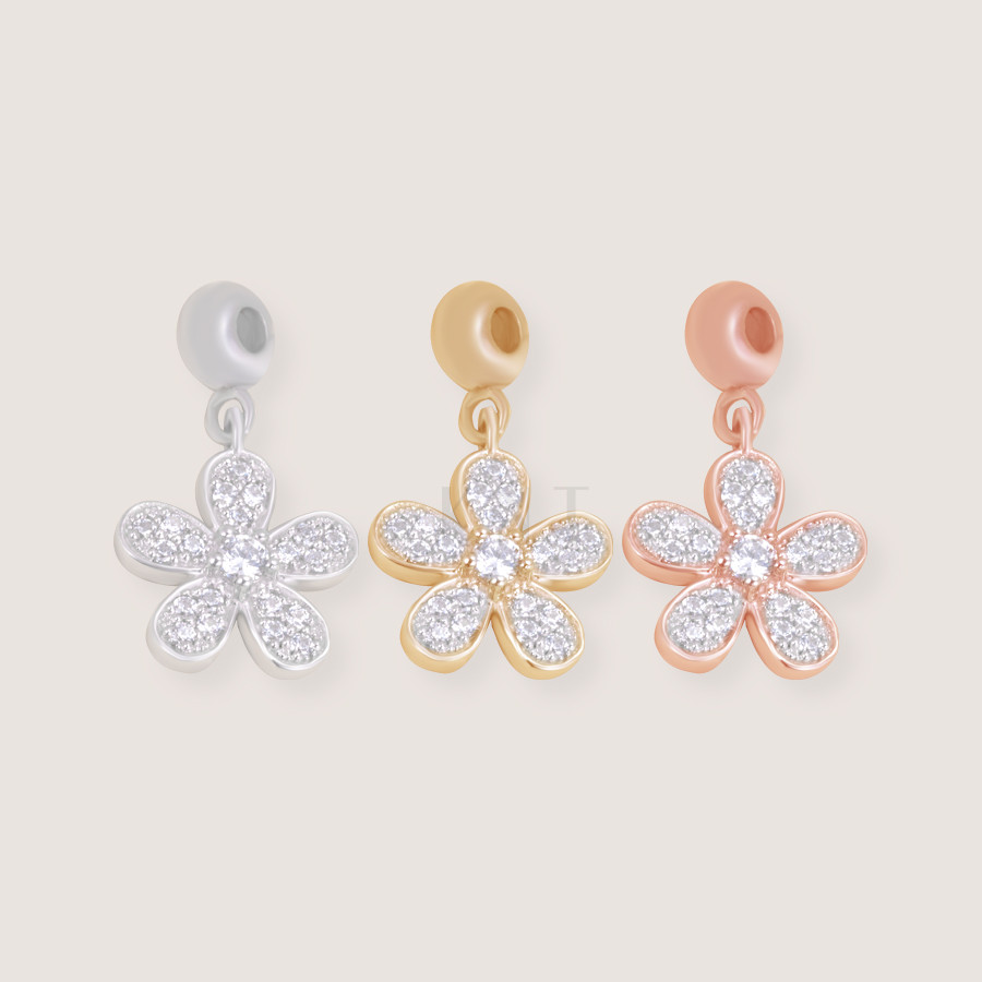 Charm Flower CH46 chất liệu vàng 10K, thiết kế hình hoa đính đá