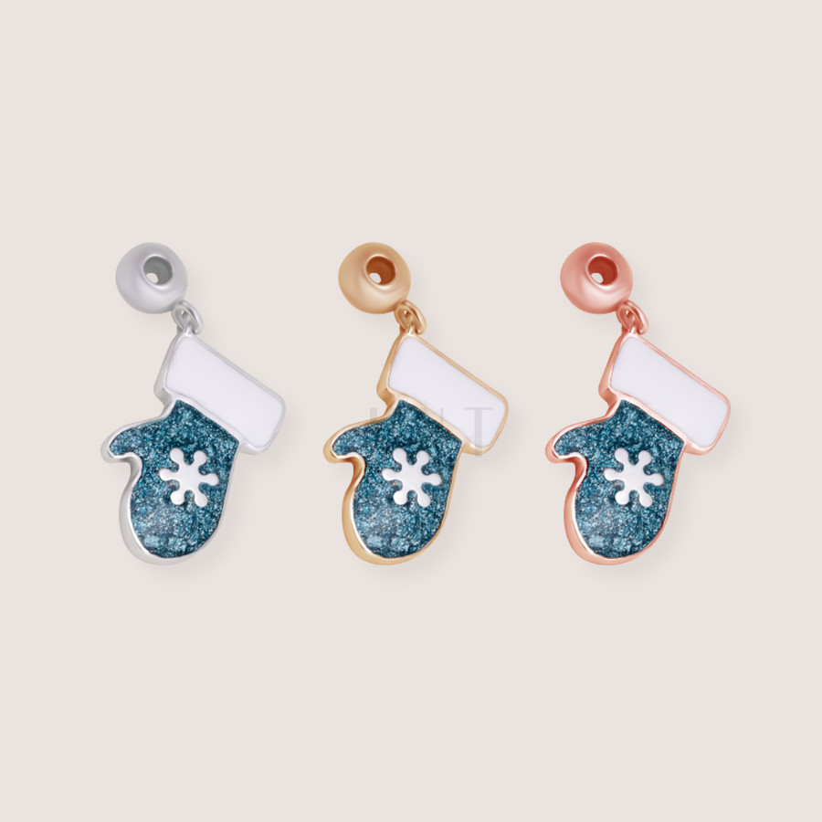 Charm Gloves CH62 chất liệu vàng 10K, hình bao tay Giáng Sinh