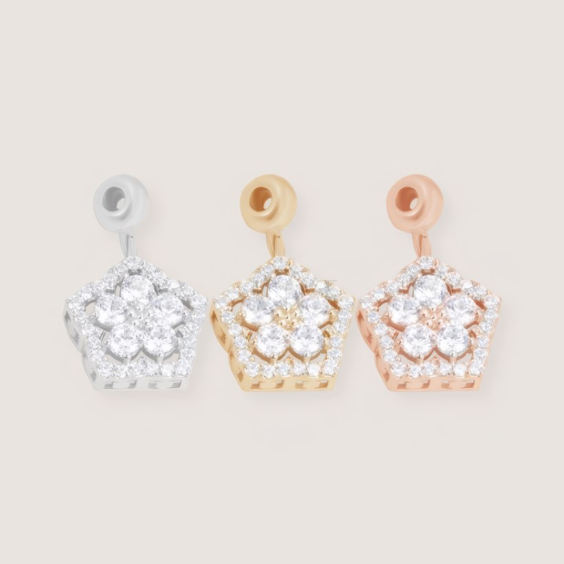 Charm Pentaflower CH56 hoa 5 cánh đính đá sang trọng, chất vàng 10K