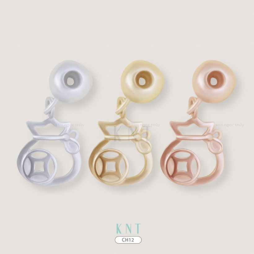 Charm Pouch CH12 túi tiền vàng 10K biểu tượng tài lộc, thịnh vượng, may mắn