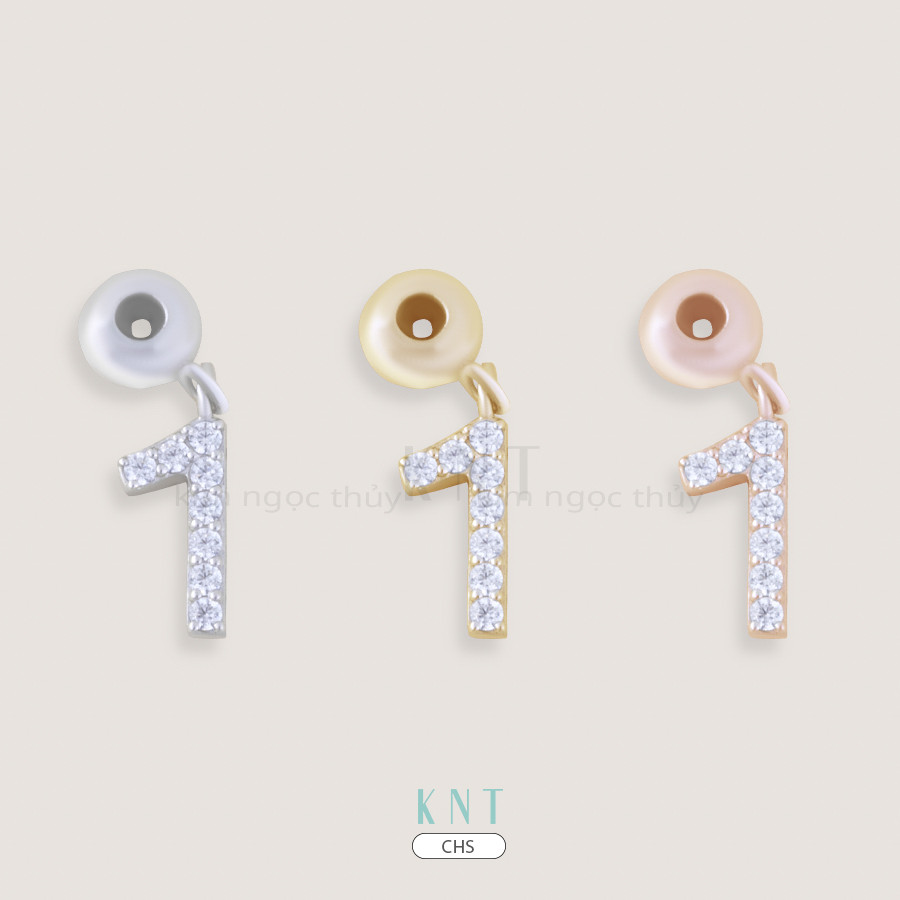 Charm số 1 vàng 10K đính đá lấp lánh tại Kim Ngọc Thủy