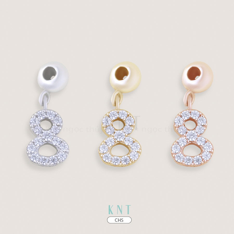 Charm số 8 chất liệu vàng 10K đính đá sang trọng, hiện đại