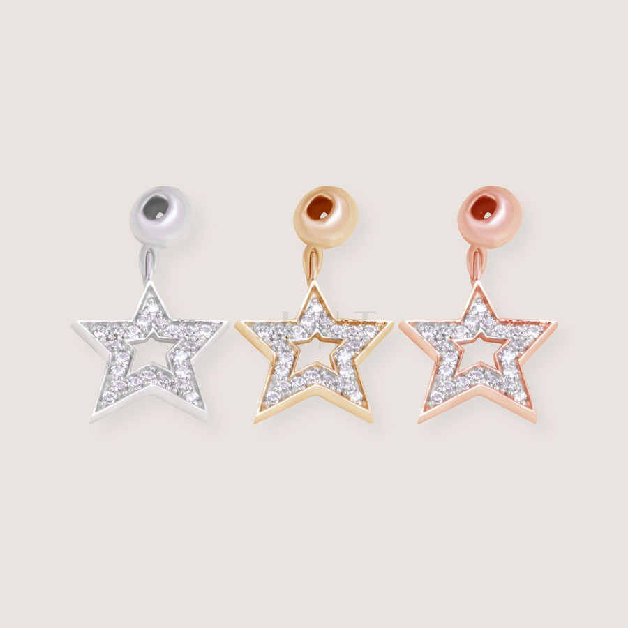 Charm Superstar CH48 chất liệu vàng 10K đính đá lấp lánh