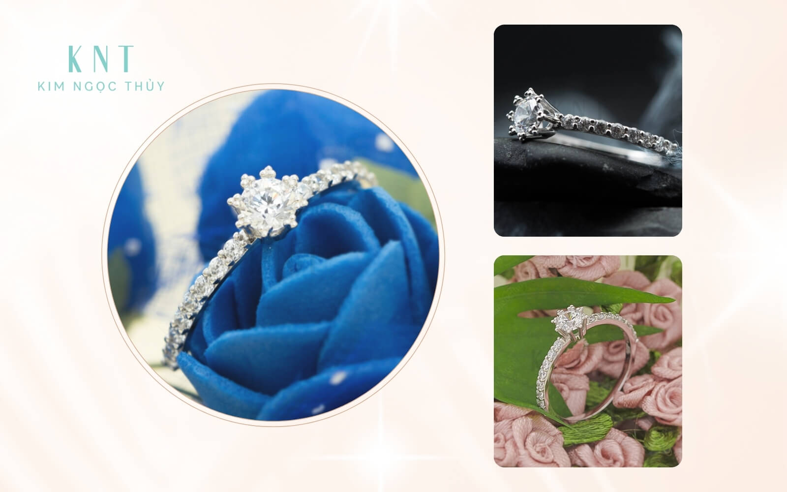 Thiết kế Halo với vòng đá tấm lấp lánh, giúp viên đá chủ thêm rực rỡ và nổi bật