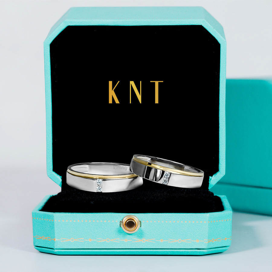 Nhẫn cưới A228 phối giữa chất liệu vàng vàng và vàng trắng