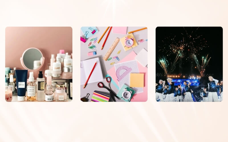 Sản phẩm chăm sóc da hay tấm vé đu idol concert cũng là một ý tưởng hay