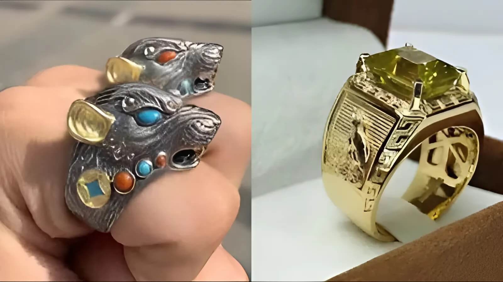 Gợi ý nhẫn nam Bính Tý: thiết kế bản to, mặt vuông hoặc tròn, họa tiết đơn giản.