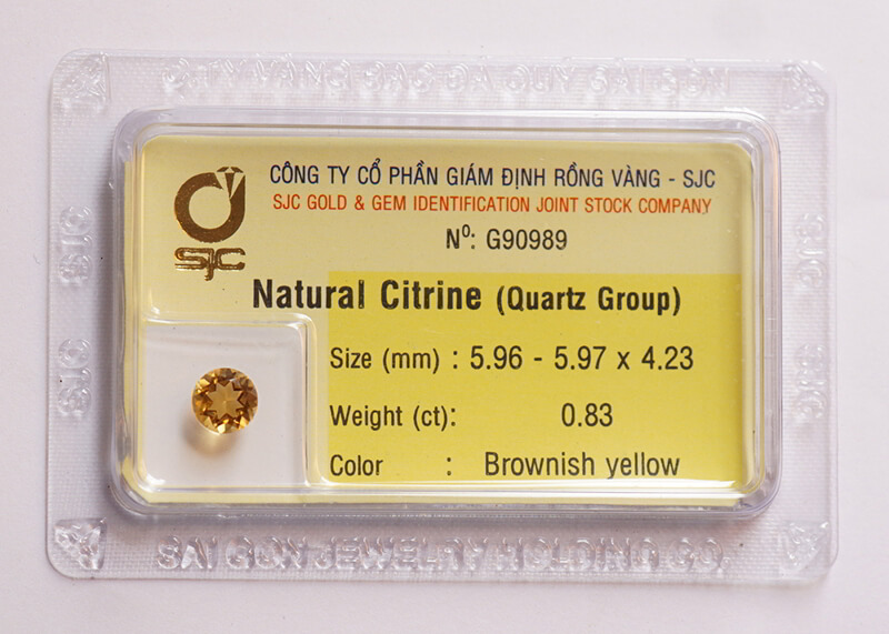 Giấy chứng nhận kiểm định đá quý Citrine