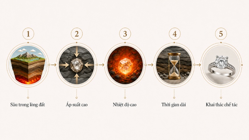 Nguồn gốc hình thành kim cương tự nhiên