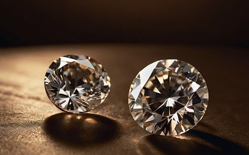 Một viên kim cương nhân tạo đang được giữ bằng kẹp chuyên dụng