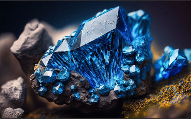 Viên đá Sapphire xanh thô và đã qua mài giũa.