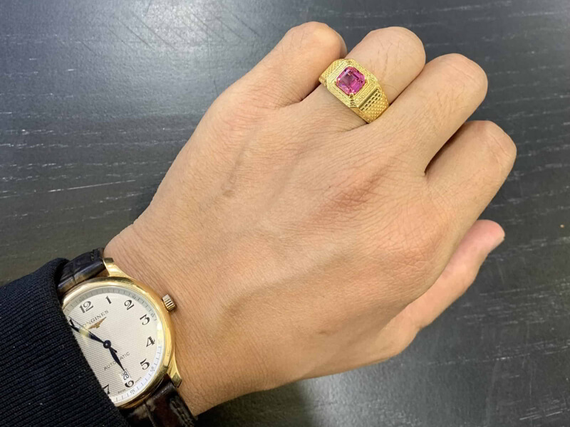 Mẫu nhẫn vàng nam 9999 1 chỉ đính đá