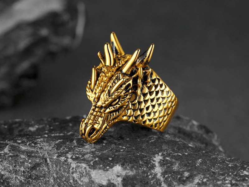 Nhẫn vàng cho nam hình đầu rồng chất liệu 18K hoặc 24K