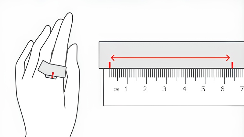 Đo chu vi ngón tay bằng dải giấy mỏng