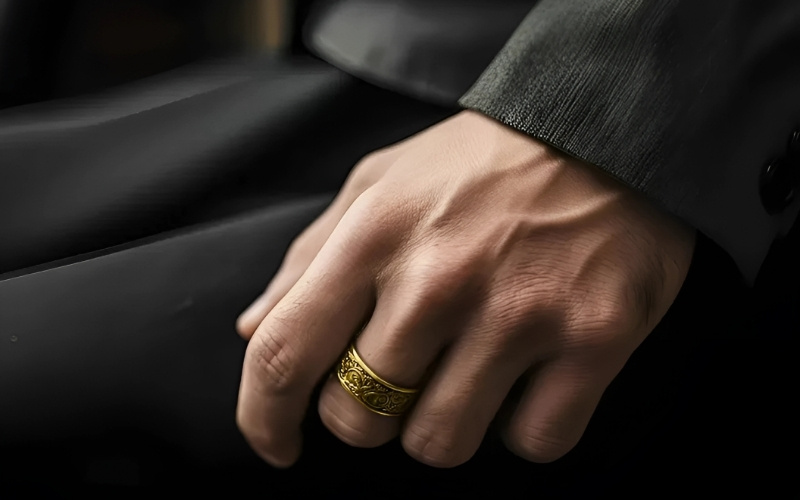 Nhẫn bản dày vừa phải hoặc hơi dày một chút thường tạo cảm giác mạnh mẽ, vững chãi