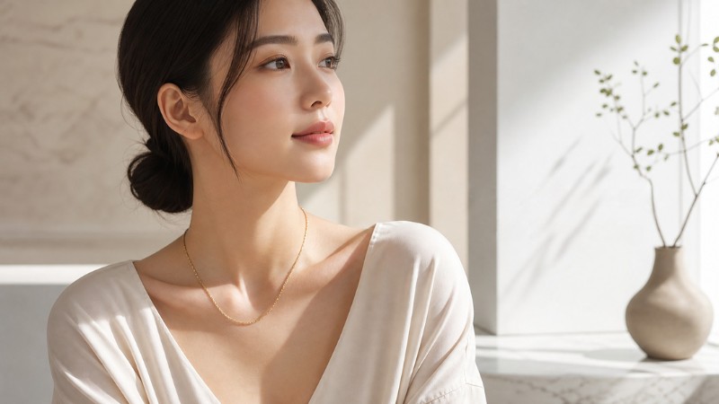 Đeo dây chuyền vàng giúp tạo điểm nhấn cho trang phục