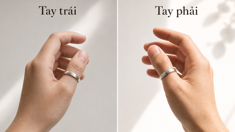 Đeo nhẫn ngón cái tay trái và tay phải