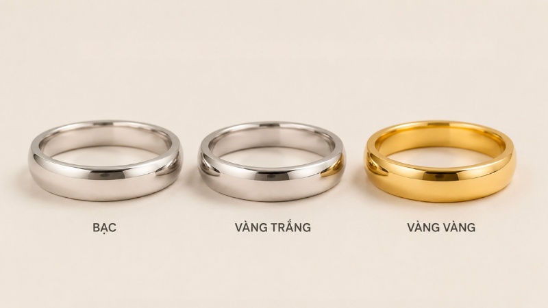 So sánh tone màu kim loại cho nhẫn đeo ngón cái