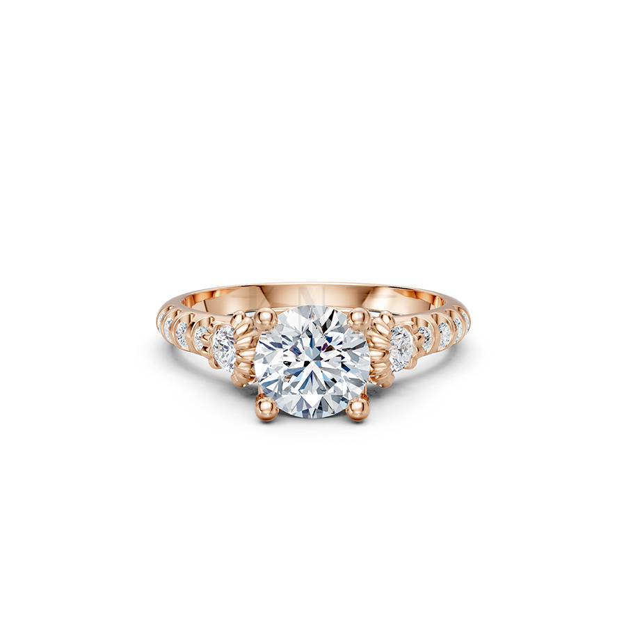 Nhẫn đính hôn R364 màu vàng hồng độc đáo