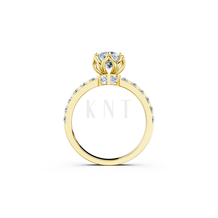 Nhẫn đính hôn R409 đính đá tấm viền hai bên tỉ mỉ