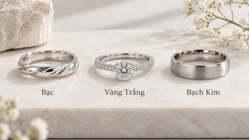 Các chất liệu chế tác nhẫn đôi phổ biến