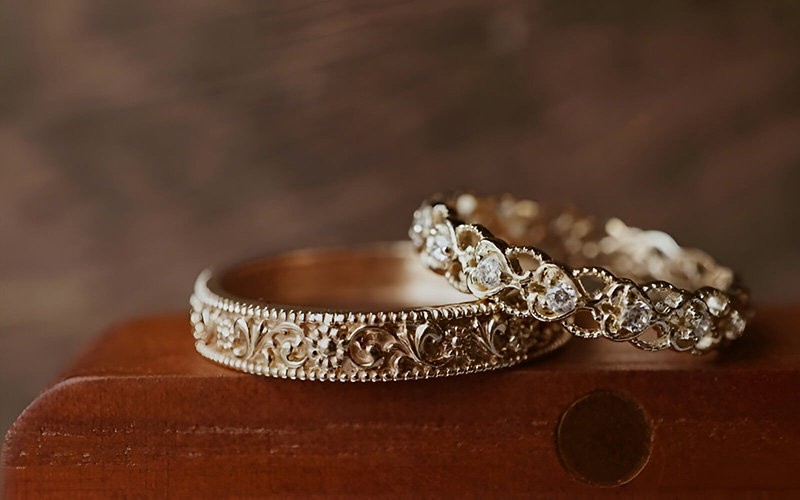 Ứng dụng kỹ thuật filigree vàng trong nhẫn cưới mang đến những kỷ vật trăm năm đầy ý nghĩa