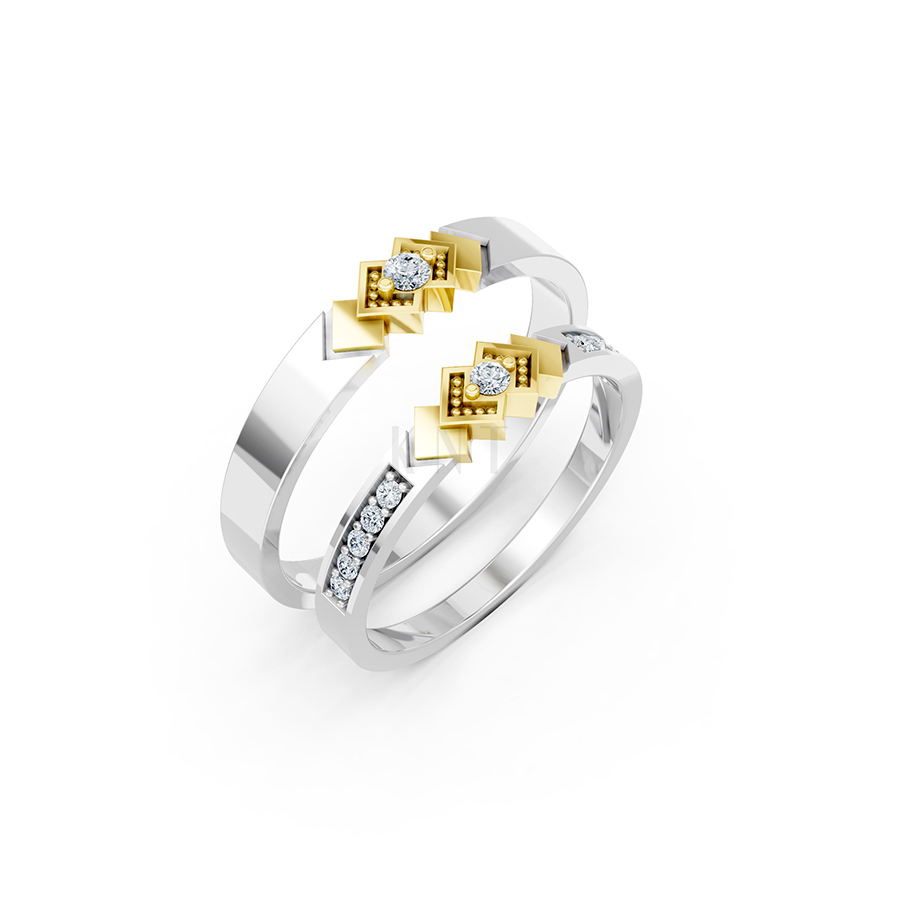 Nhẫn cưới A118 phối màu Dou Color họa tiết ấn tượng, cá tính