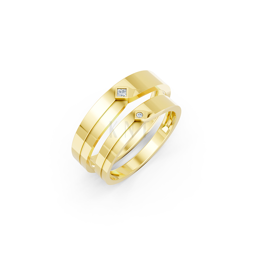 Nhẫn cưới A253 màu Vàng Gold thiết kế độc đáo, sang trọng