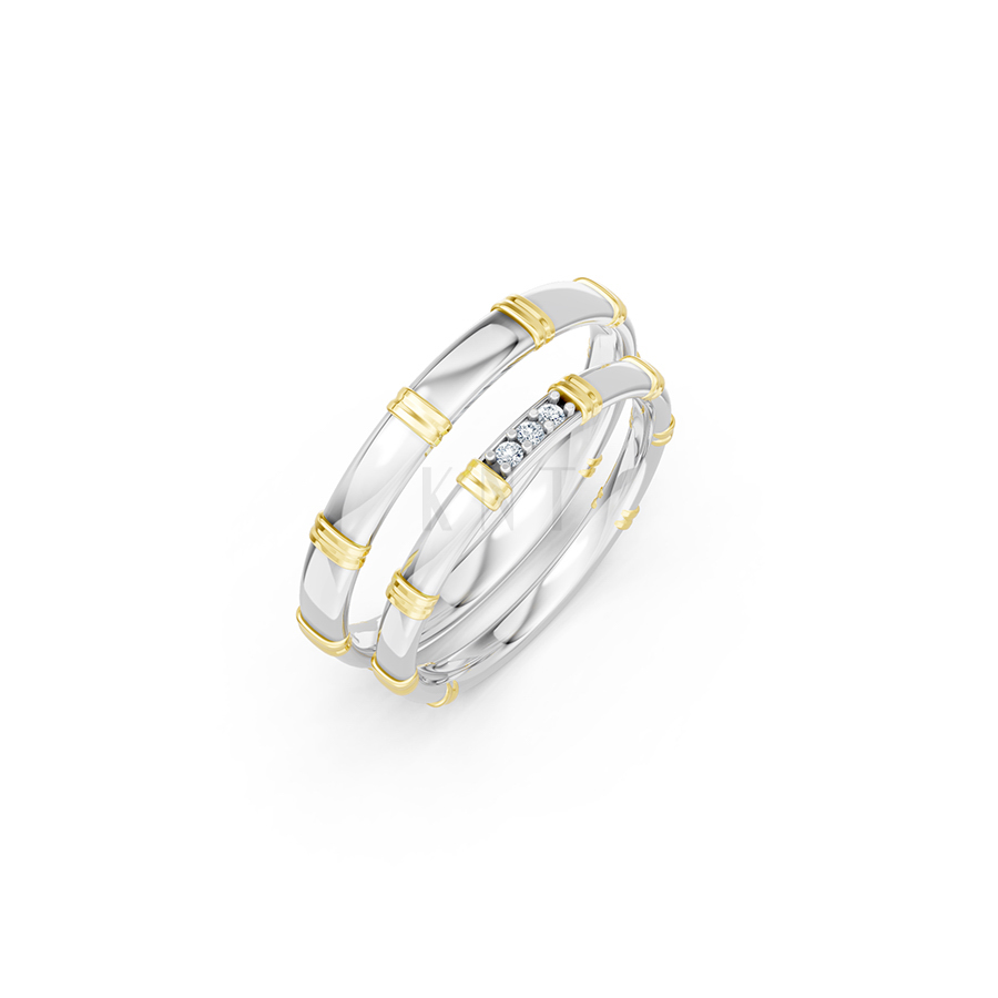 Nhẫn cưới A260 phối màu Dou Color họa tiết ấn tượng, cá tính