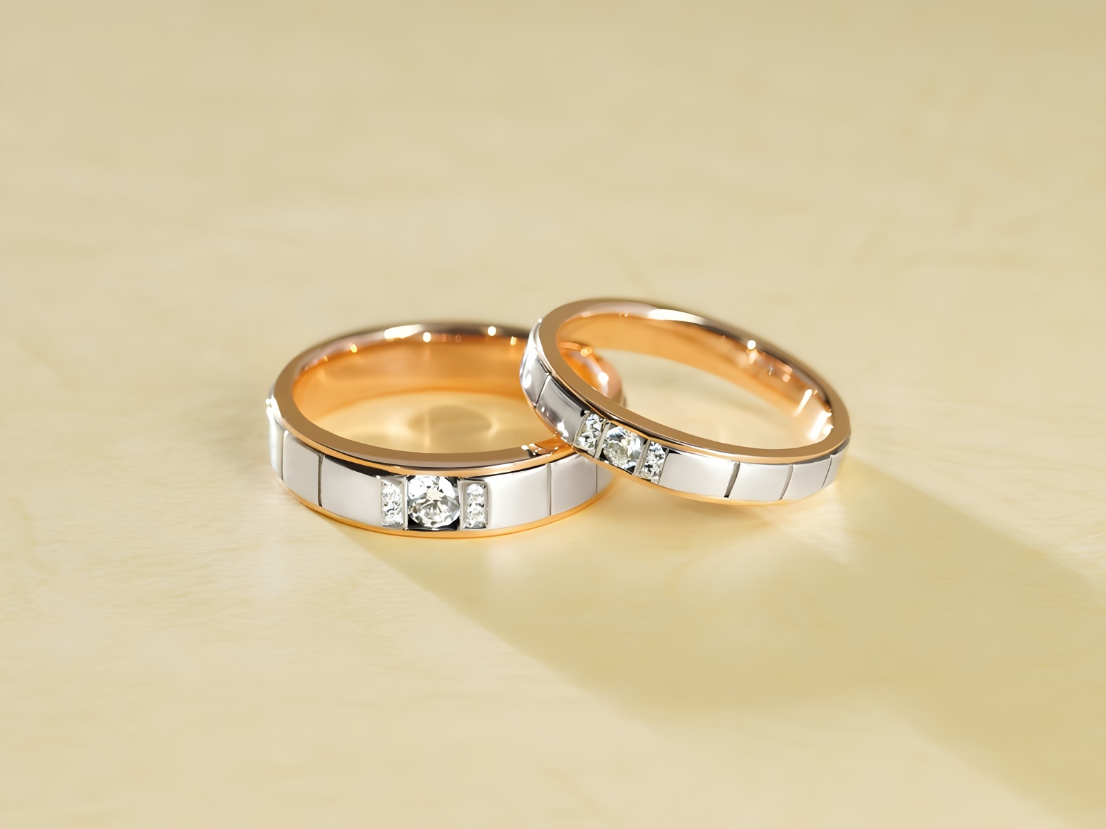 Nhẫn cưới 2 màu độc đáo.