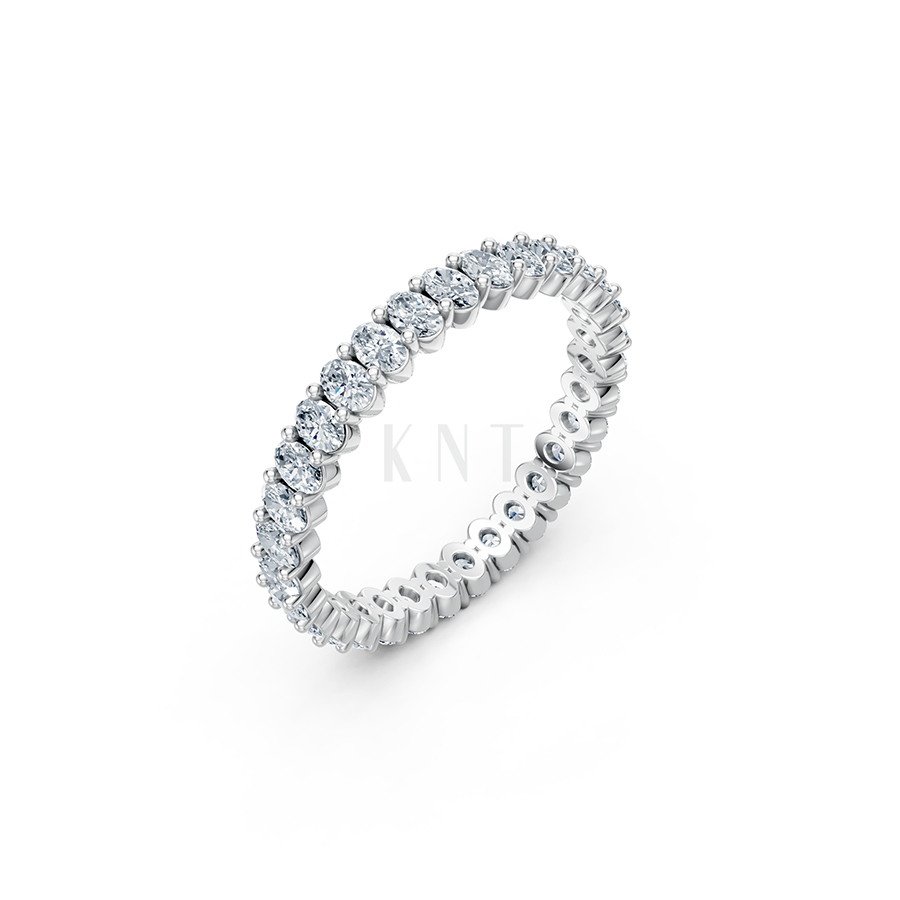 Nhẫn vĩnh cửu VC3 màu vàng trắng White Gold đính đá, kiểu dáng hiện đại, nổi bật