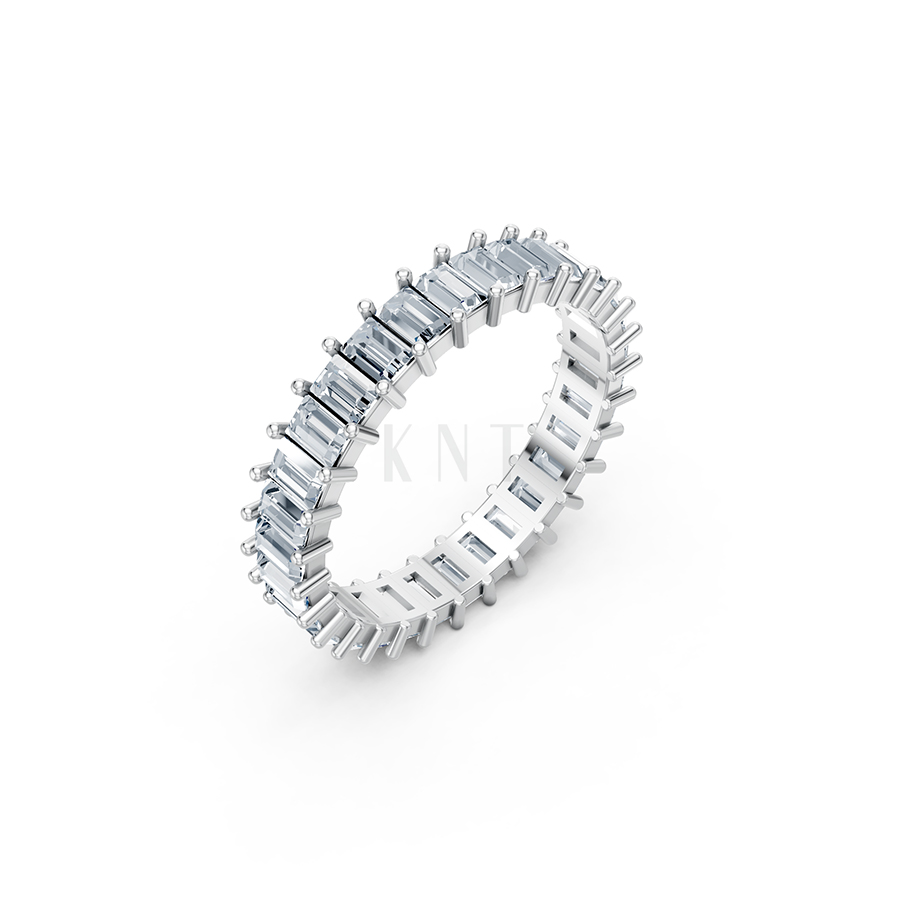 Nhẫn vĩnh cửu VC4 màu vàng trắng White Gold đính đá, kiểu dáng hiện đại, nổi bật