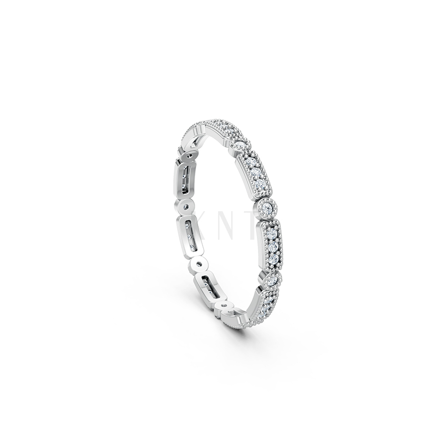 Nhẫn vĩnh cửu VC9 màu vàng trắng White Gold vàng sáng, đường nét sắc sảo, tinh tế