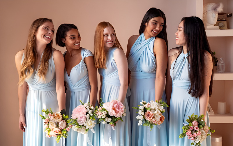 Dàn phù dâu duyên dáng trong trang phục hài hòa