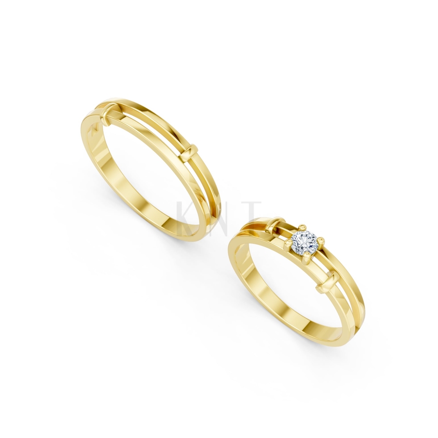 NHẪN CẶP VÀNG CV105 màu Vàng Gold thiết kế phá cách, sang trọng