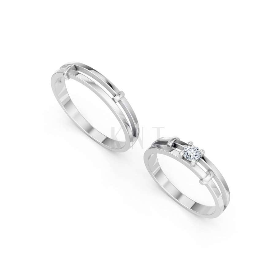 NHẪN CẶP VÀNG CV105 màu vàng trắng White Gold kiểu dáng cá tính, hiện đại