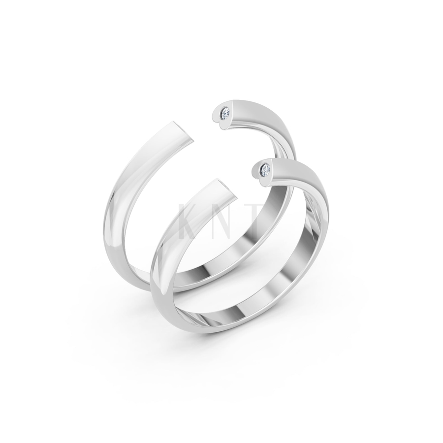 NHẪN CẶP VÀNG CV114 màu vàng trắng White Gold kiểu dáng hiện đại, nổi bật