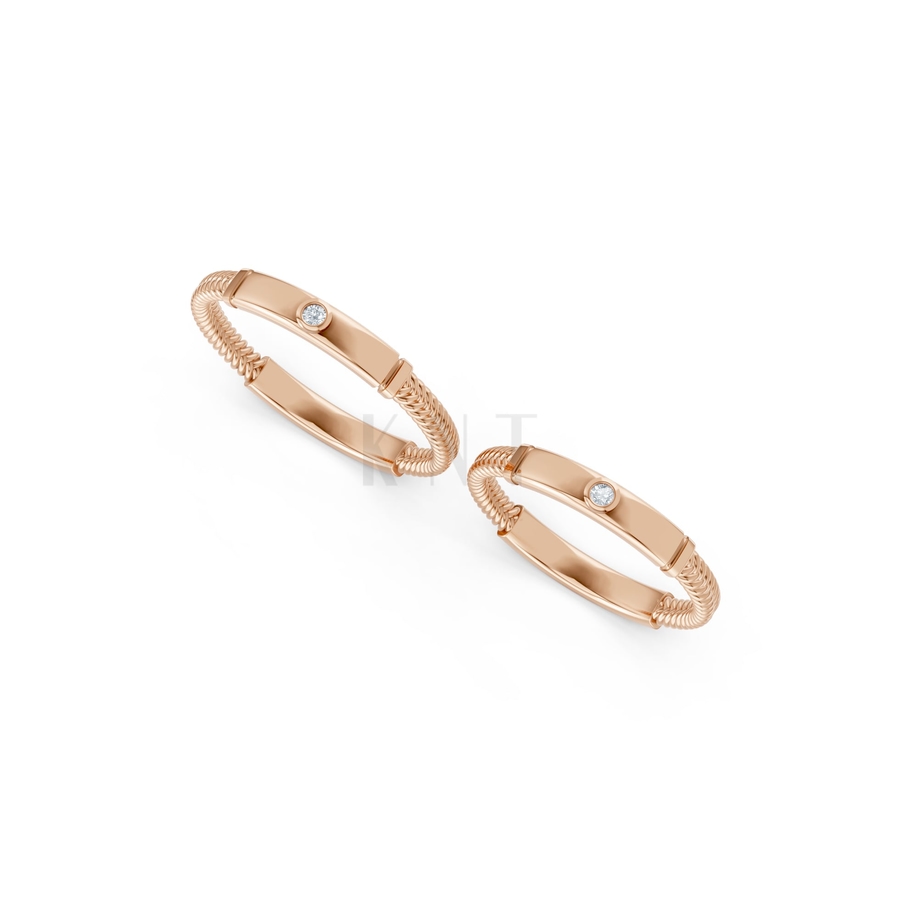 NHẪN CẶP VÀNG CV115 màu vàng hồng Rose Gold phong cách trẻ trung, nổi bật