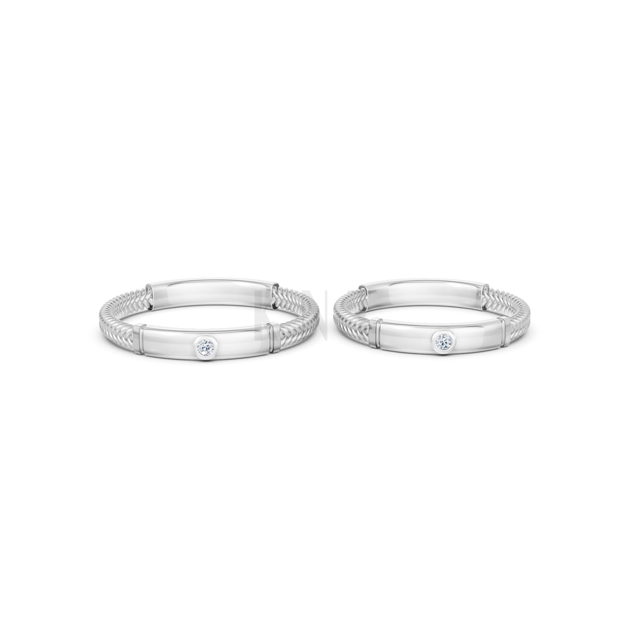 NHẪN CẶP VÀNG CV115 màu vàng trắng White Gold vàng sáng, đường nét sắc sảo, tinh tế