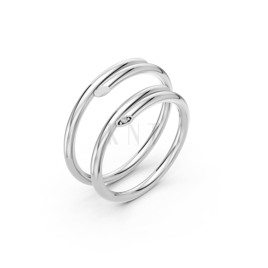 NHẪN CẶP VÀNG CV116 màu vàng trắng White Gold kiểu dáng hiện đại, nổi bật