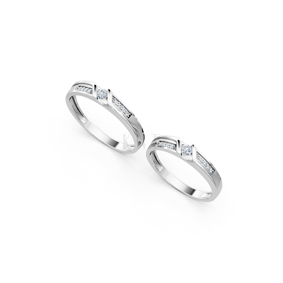 Nhẫn cưới A111 màu vàng trắng White Gold vàng sáng bóng, thiết kế trẻ trung