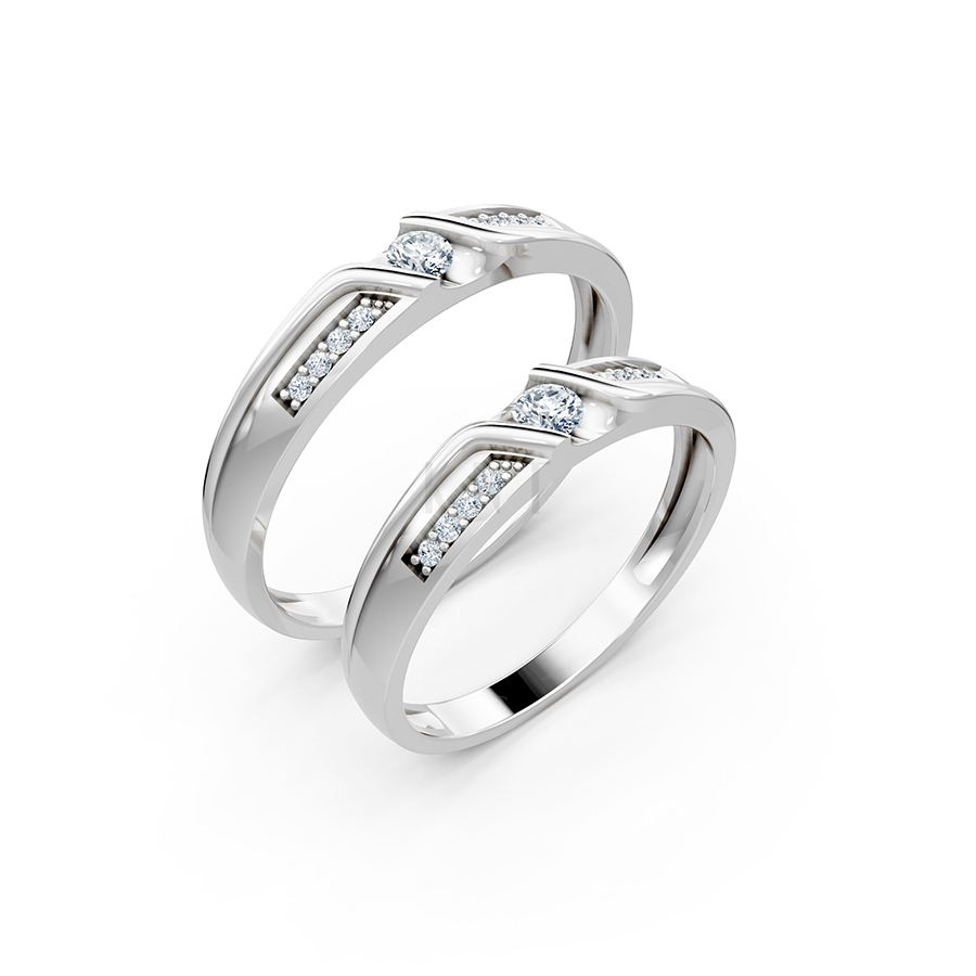Nhẫn cưới A111 màu vàng trắng White Gold kiểu dáng hiện đại, nổi bật