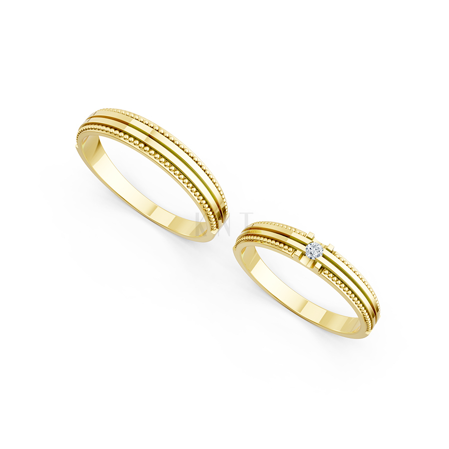 Nhẫn cưới A112 màu Vàng Gold thiết kế tinh xảo, độc đáo