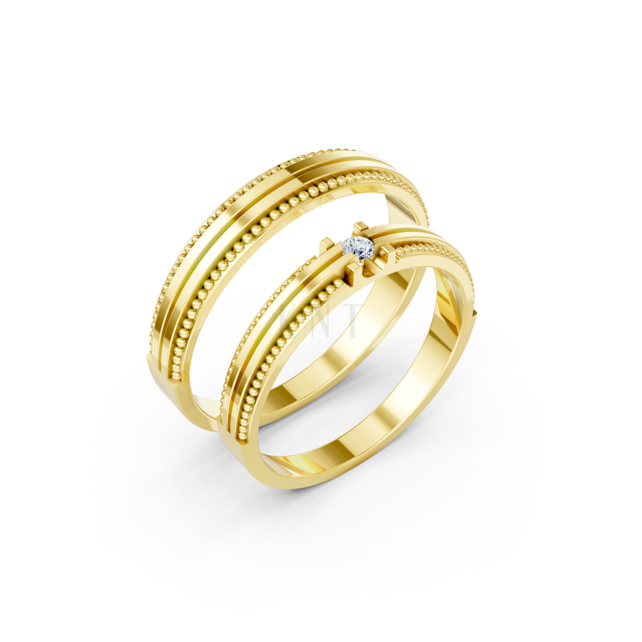 Nhẫn cưới A112 màu Vàng Gold thiết kế tinh tế, sang trọng