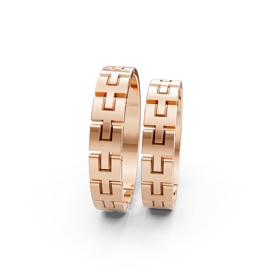 Nhẫn cưới A120 màu vàng hồng Rose Gold phong cách trẻ trung, nổi bật