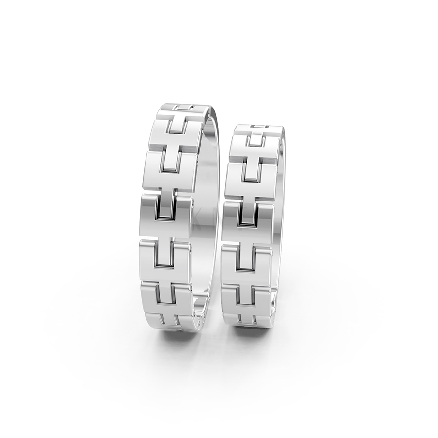 Nhẫn cưới A120 màu vàng trắng White Gold vàng sáng, đường nét sắc sảo, tinh tế