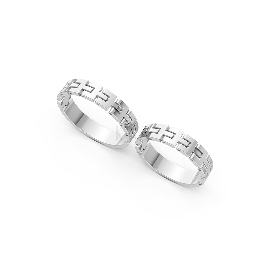 Nhẫn cưới A120 màu vàng trắng White Gold vàng sáng bóng, thiết kế trẻ trung